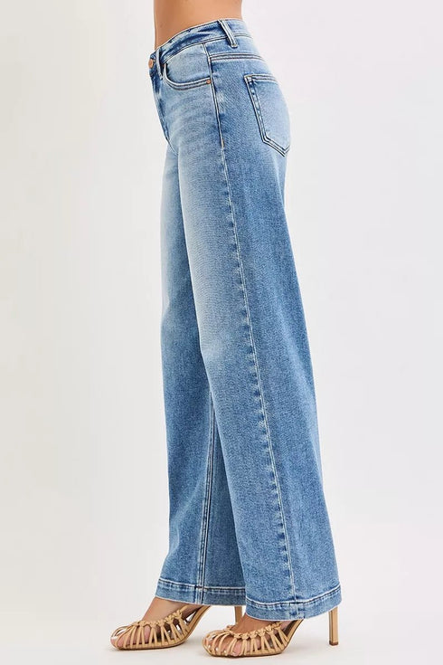RISEN High Rise Wide Baggy Jeans - LISA MARIE BOUTIQUE - MEDIUM - 0 -