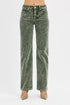 RISEN Tummy Control Mid Rise Straight Leg Corduroy Pants - LISA MARIE BOUTIQUE - FOREST - 0 -