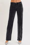 RISEN Tummy Control Mid Rise Straight Leg Corduroy Pants - LISA MARIE BOUTIQUE - MIDNIGHT - 0 -