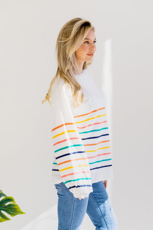 Rose Mist Stripe Sweater - LISA MARIE BOUTIQUE - S -