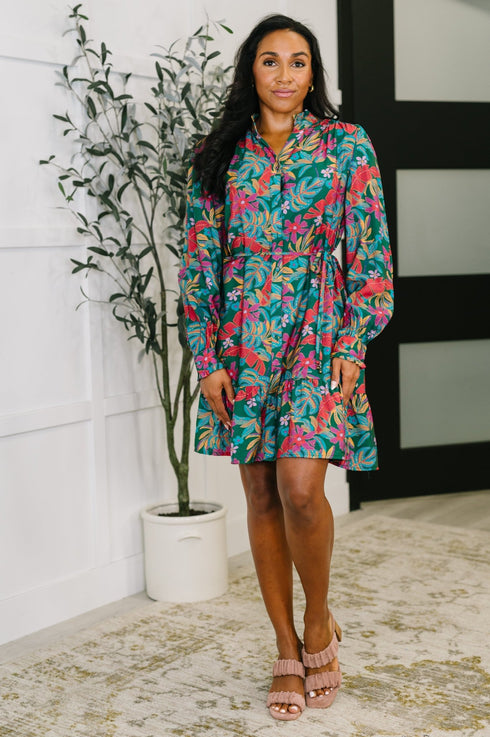 Rustic Retreat Long Sleeve Dress - LISA MARIE BOUTIQUE - Womens - Small -