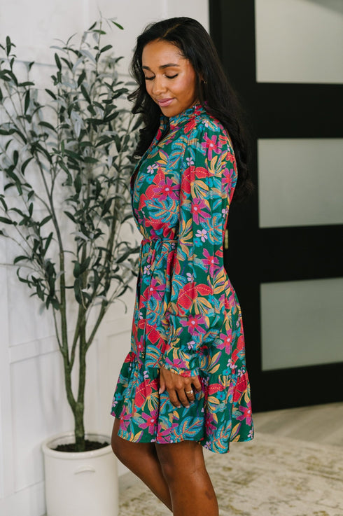 Rustic Retreat Long Sleeve Dress - LISA MARIE BOUTIQUE - Womens - Small -