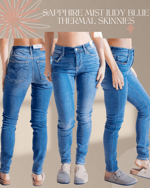 Sapphire Mist Judy Blue Thermal Skinnies - LISA MARIE BOUTIQUE - 0 -