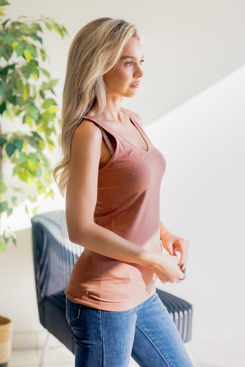 Shadowed Blush Tank - LISA MARIE BOUTIQUE - OS -