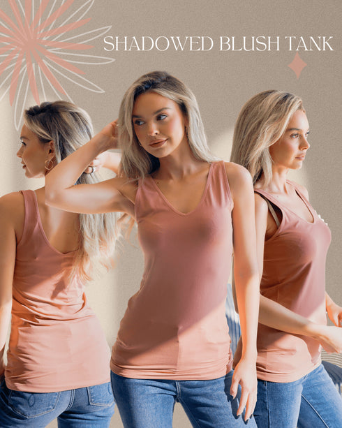 Shadowed Blush Tank - LISA MARIE BOUTIQUE - OS -