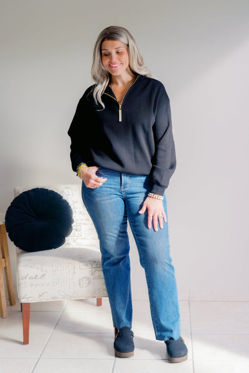 Shadowline Half Zip Sweatshirt - LISA MARIE BOUTIQUE - S -