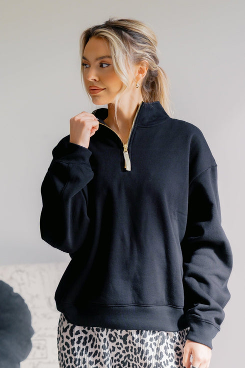 Shadowline Half Zip Sweatshirt - LISA MARIE BOUTIQUE - S -