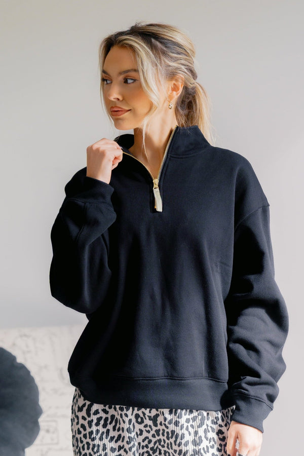 Shadowline Half Zip Sweatshirt - LISA MARIE BOUTIQUE - S -
