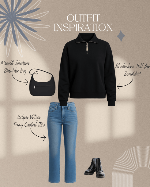 Shadowline Half Zip Sweatshirt - LISA MARIE BOUTIQUE - S -