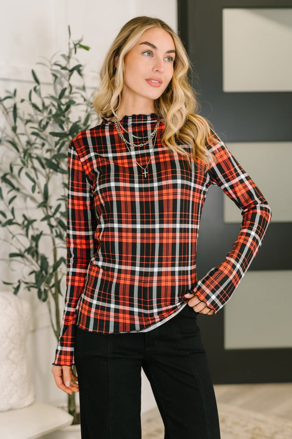 She's Always Changing Plaid Lettuce Hem Top - LISA MARIE BOUTIQUE - Womens - Small -