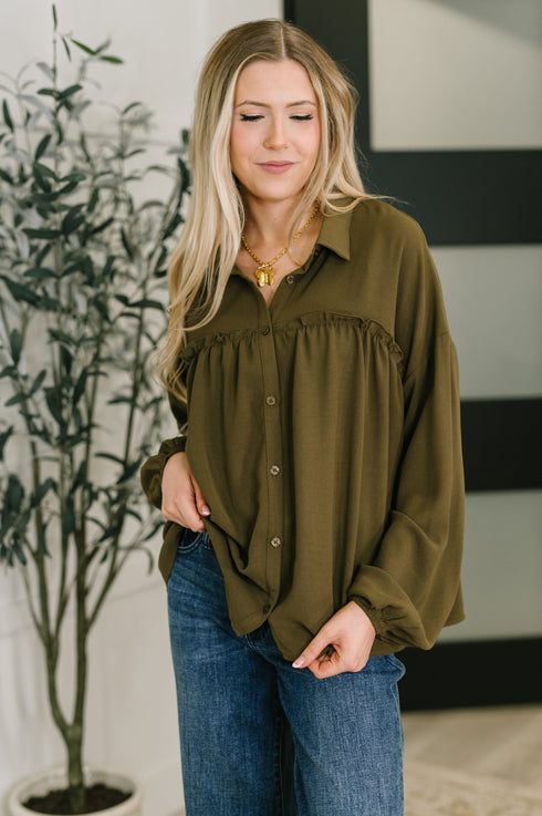 She's Got A Way Button Down Blouse - LISA MARIE BOUTIQUE - Womens - Small -
