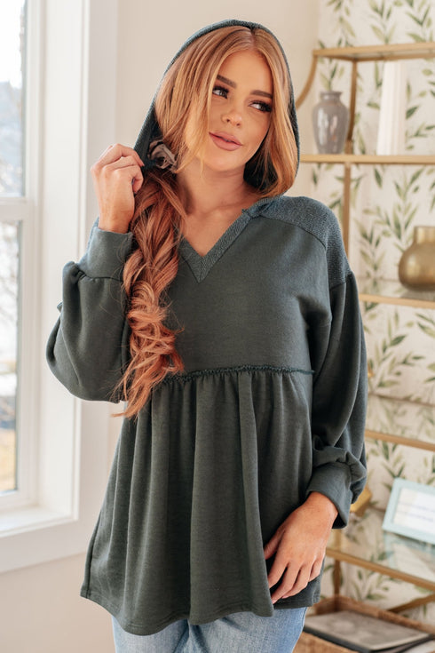 She's Not Wrong Hooded V - Neck Pullover - LISA MARIE BOUTIQUE - Tops - Small -