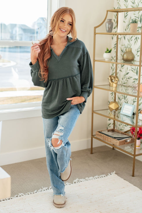 She's Not Wrong Hooded V - Neck Pullover - LISA MARIE BOUTIQUE - Tops - Small -