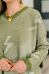 Shock Value V - Neck Sweater in Olive - LISA MARIE BOUTIQUE - Womens - Small -