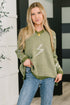 Shock Value V - Neck Sweater in Olive - LISA MARIE BOUTIQUE - Womens - Small -