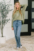 Shock Value V - Neck Sweater in Olive - LISA MARIE BOUTIQUE - Womens - Small -