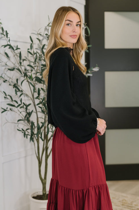 Short But Sweet Shrug in Black Blouse - LISA MARIE BOUTIQUE - Womens - S/M -