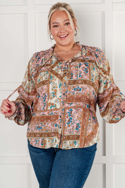 Show and Tell Mixed Print Peasant Blouse - LISA MARIE BOUTIQUE - Blouses - Small -