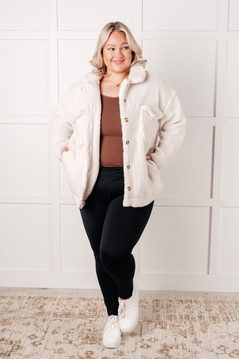 Shrouded in Sherpa Coat in White - LISA MARIE BOUTIQUE - Layers - Small -