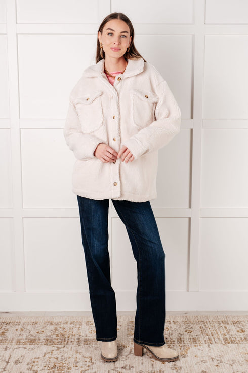 Shrouded in Sherpa Coat in White - LISA MARIE BOUTIQUE - Layers - Small -