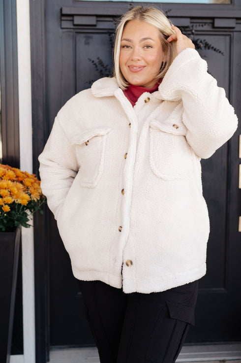 Shrouded in Sherpa Coat in White - LISA MARIE BOUTIQUE - Layers - Small -