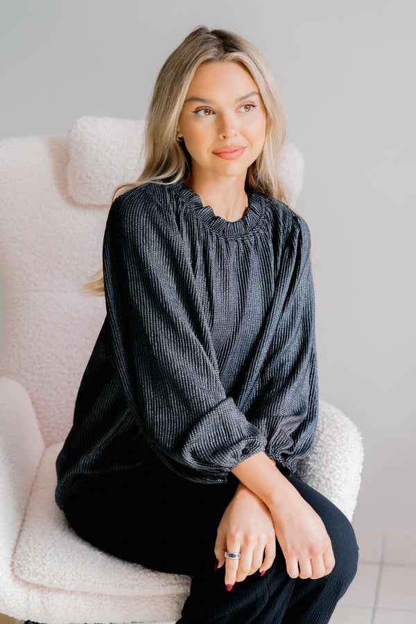 Silver Soirée Top - LISA MARIE BOUTIQUE - S -