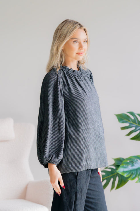 Silver Soirée Top - LISA MARIE BOUTIQUE - S -