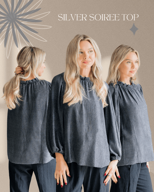Silver Soirée Top - LISA MARIE BOUTIQUE - S -