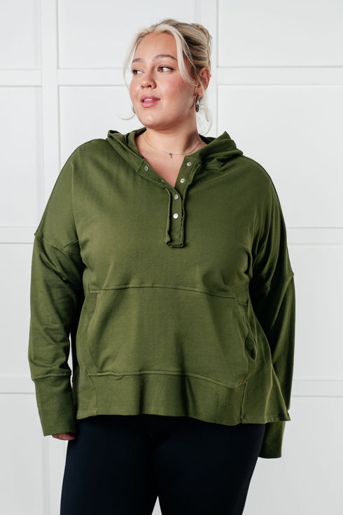 Simple Snug Snap Hooded Pullover - LISA MARIE BOUTIQUE - Tops - Small -