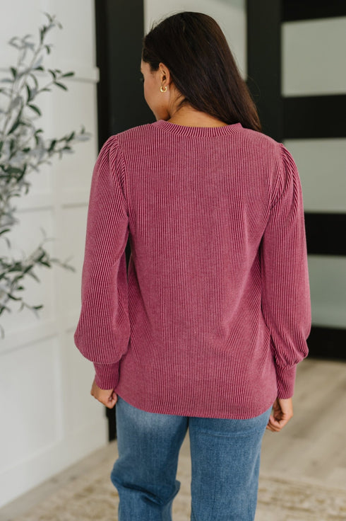 Simply Styled Balloon Sleeve Knit Top - LISA MARIE BOUTIQUE - Womens - Small -