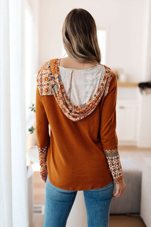 Sipping Iced Tea Mixed Print Hoodie - LISA MARIE BOUTIQUE - Tops - Small -