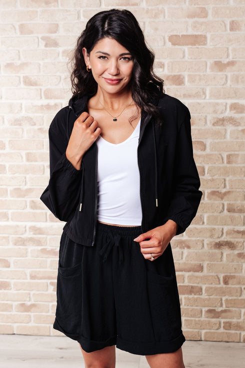 Sky of Only Clouds Zip Up in Black - LISA MARIE BOUTIQUE - Layers - Small -