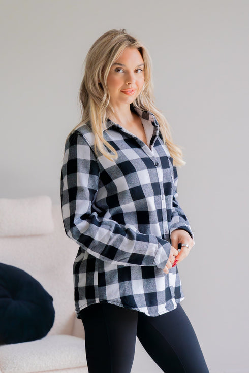 Snowfall Check Shirt - LISA MARIE BOUTIQUE - S -