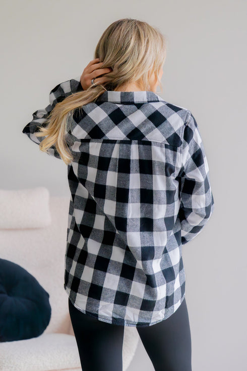 Snowfall Check Shirt - LISA MARIE BOUTIQUE - S -