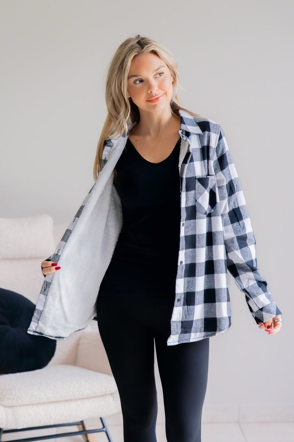 Snowfall Check Shirt - LISA MARIE BOUTIQUE - S -