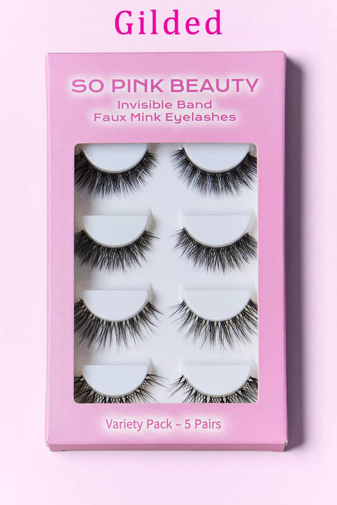 SO PINK BEAUTY Faux Mink Eyelashes Variety Pack 5 Pairs - LISA MARIE BOUTIQUE - Gilded - One Size -