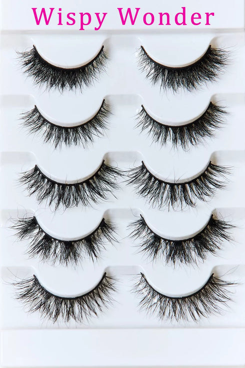 SO PINK BEAUTY Mink Eyelashes Variety Pack 5 Pairs - LISA MARIE BOUTIQUE - Wispy Wonder - One Size -