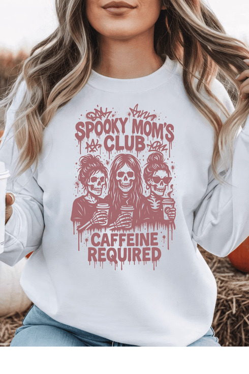 Spooky Moms Club Sweatshirt - LISA MARIE BOUTIQUE - S - White Gildan Sweatshirt -