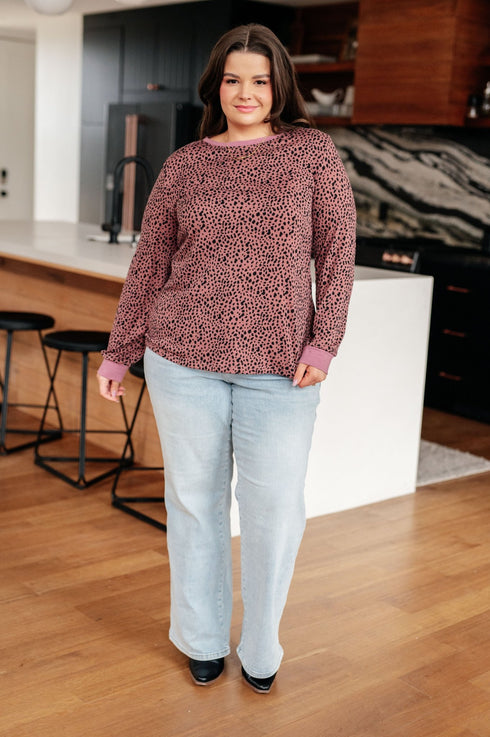 Spotted Around Town Long Sleeve Top - LISA MARIE BOUTIQUE - Tops - Small -