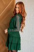 Starlit Glow V - Neck Tiered Dress in Hunter Green - LISA MARIE BOUTIQUE - Dresses - Small -