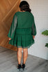 Starlit Glow V - Neck Tiered Dress in Hunter Green - LISA MARIE BOUTIQUE - Dresses - Small -