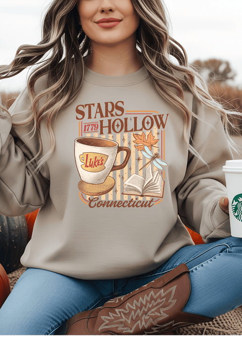 Stars Hollow Sweatshirt - LISA MARIE BOUTIQUE - S - Sand Gildan Sweatshirt -