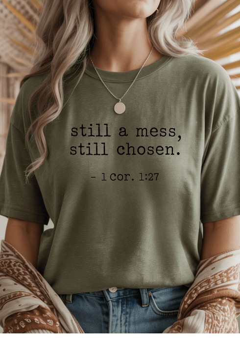 Still Chosen T-Shirt - LISA MARIE BOUTIQUE - S - Heather Military Green Gildan Tee -