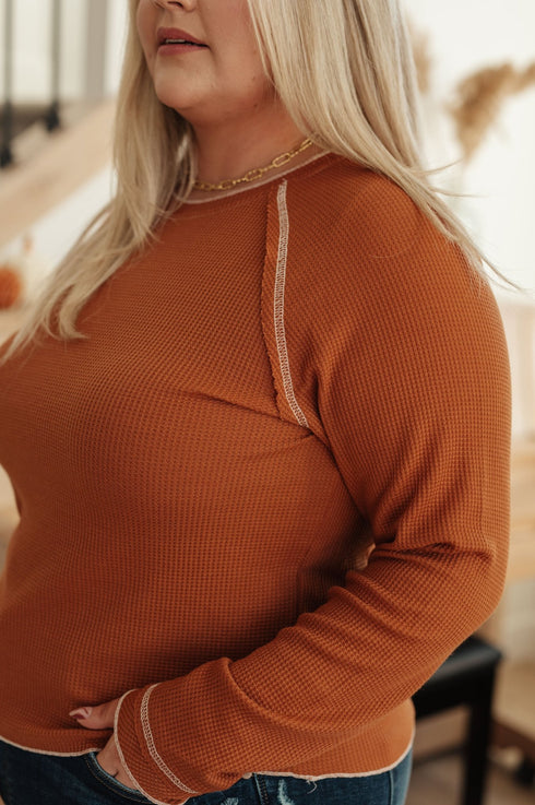 Stitch In Time Waffle Knit Top - LISA MARIE BOUTIQUE - Tops - Small -