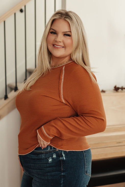 Stitch In Time Waffle Knit Top - LISA MARIE BOUTIQUE - Tops - Small -