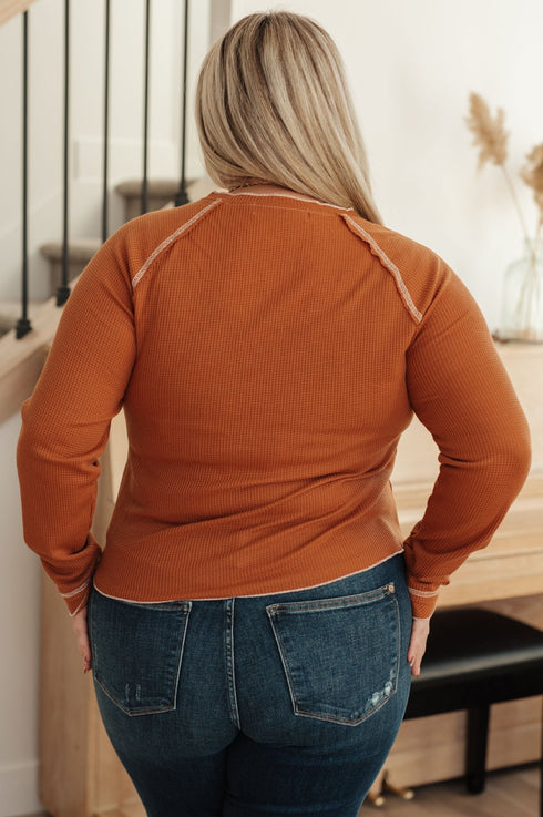 Stitch In Time Waffle Knit Top - LISA MARIE BOUTIQUE - Tops - Small -