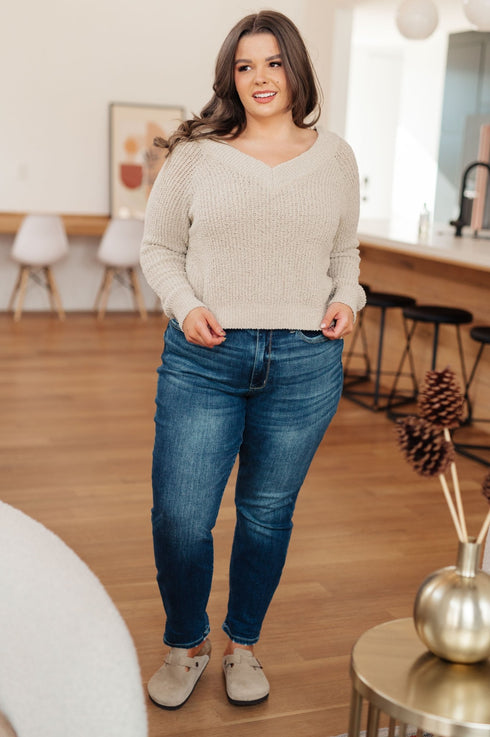 Stuck In The Moment V - Neck Sweater - LISA MARIE BOUTIQUE - Tops - Small -