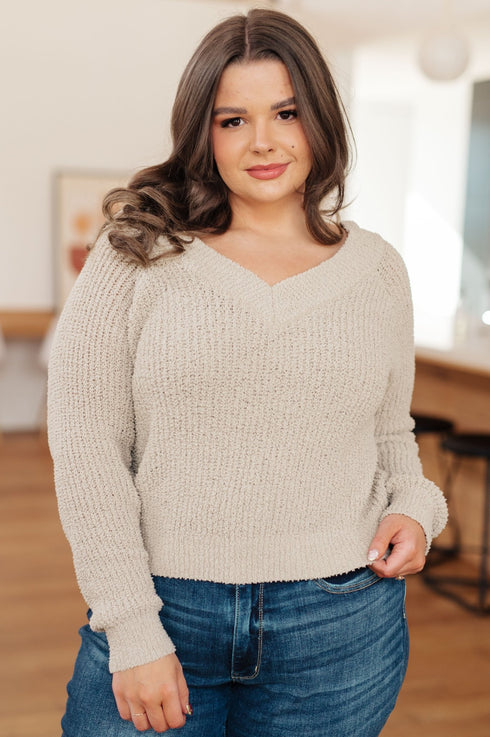 Stuck In The Moment V - Neck Sweater - LISA MARIE BOUTIQUE - Tops - Small -