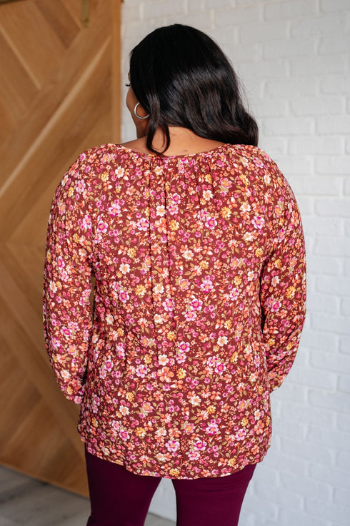 Sunday Brunch Blouse in Rust Floral - LISA MARIE BOUTIQUE - Blouses - Small -