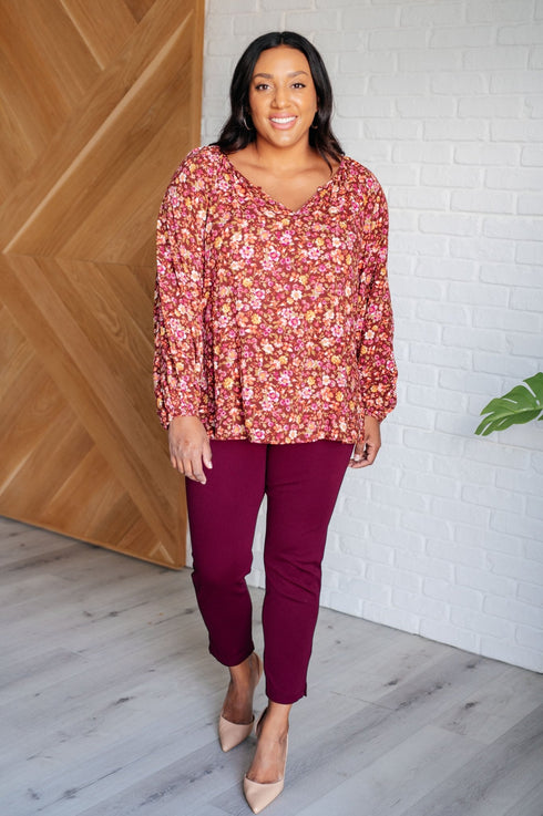Sunday Brunch Blouse in Rust Floral - LISA MARIE BOUTIQUE - Blouses - Small -